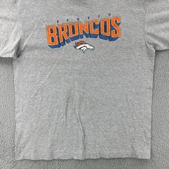 Reebok Adult Size Large Gray Ringer T Shirt NFL Denver Broncos Football Y2K Tee
