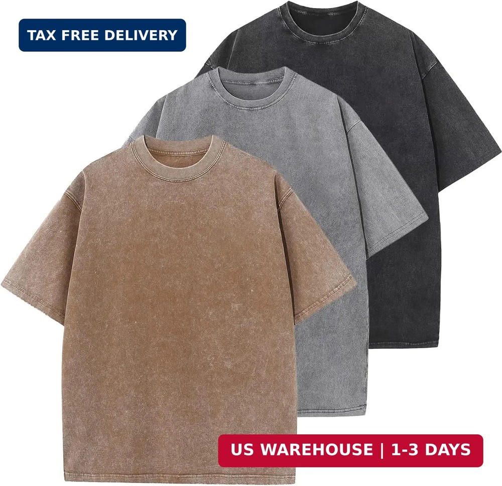 Men’s Cotton T-Shirts Oversized Unisex Short Sleeves Casual Loose Wash Solid Bas