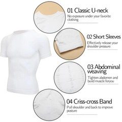 Men Compression Slimming Body Shaper Gynecomastia T-shirt Posture Corrector Vest