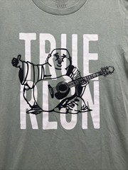 True Religion Men’s Mint Green Buddha & Guitar Graphic T‑Shirt – Medium