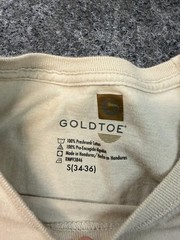 Goldtoe Men’s Beige Pocket T-Shirt Size Small 100% Cotton Crew Neck Short Sleeve
