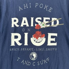 T&C Surf Designs Shirt Mens Medium Blue Ahi Poke Raised On Rice Tee T-Shirt