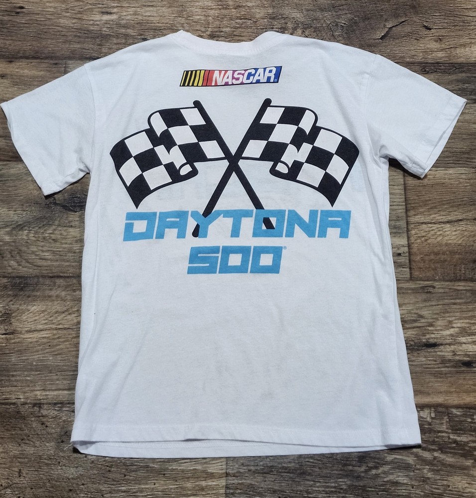 Nascar Racing Daytona 500 Checker Flag Finish Line Mens T Shirt Tee Small White