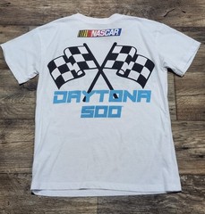 Nascar Racing Daytona 500 Checker Flag Finish Line Mens T Shirt Tee Small White