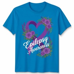 Epilepsy Awareness Heart Ribbon Floral Mens T-Shirt Womens Tee Graphic Support