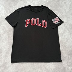 Polo Ralph Lauren Shirt Mens Medium POLO Applique Embroidered USA Flag Patch