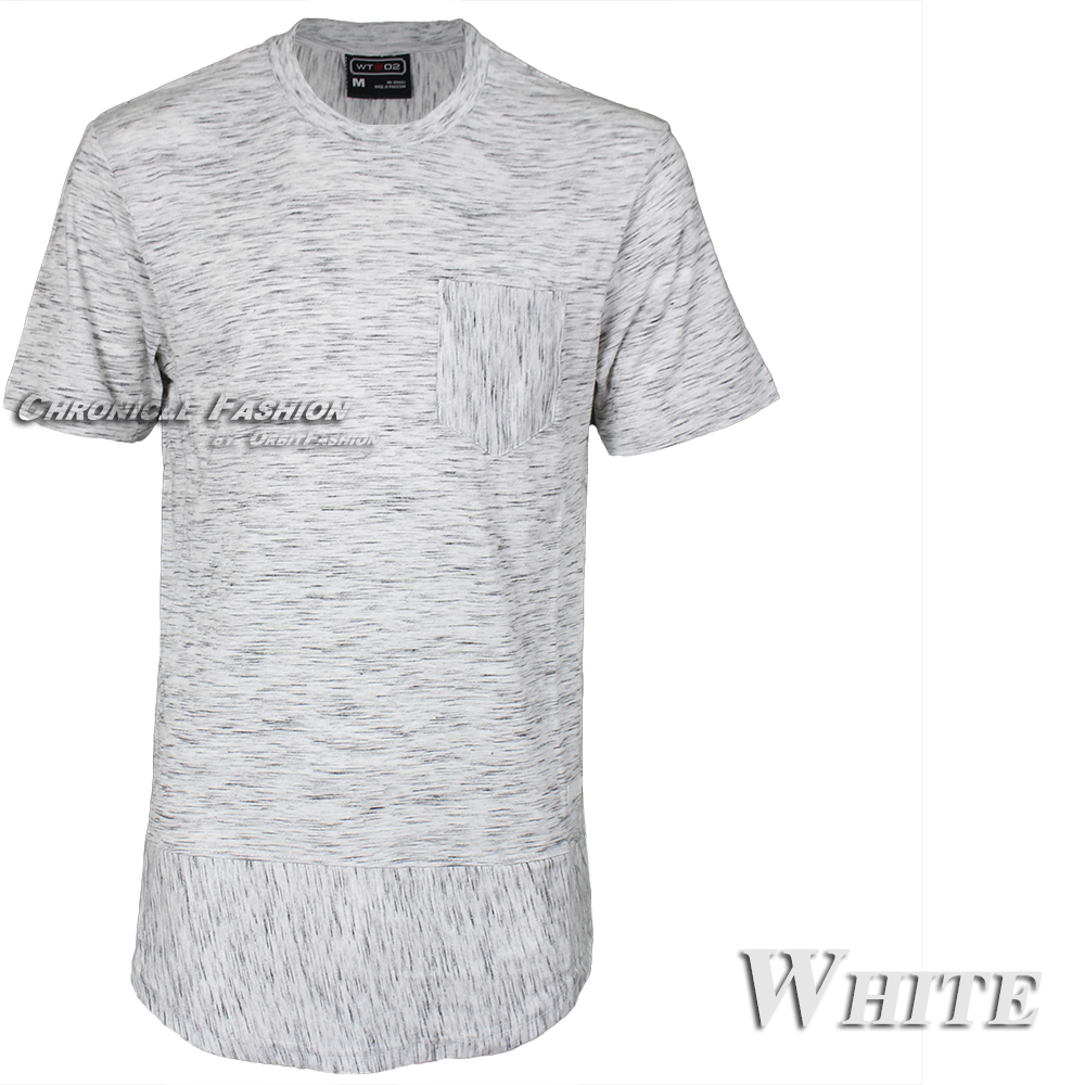 Men Long T-Shirt Extended Casual Short Sleeves Crew Neck Hip Hop Longline Tee