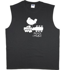 Mens sleeveless t-shirt Woodstock peace music guitar design muscle tee tank top