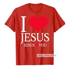 I Love Jesus Loves You Heart T-Shirt Christian Faith In Christ Religious Tee