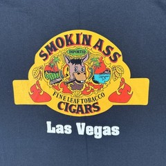 Vintage Gildan L Black Smokin Ass Cigars Hawaii Las Vegas Fine Leaf Tobacco Tee