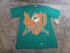 VTG Miami Dolphins Shirt Medium Green NFL Football Graphic Print 90s New NWT