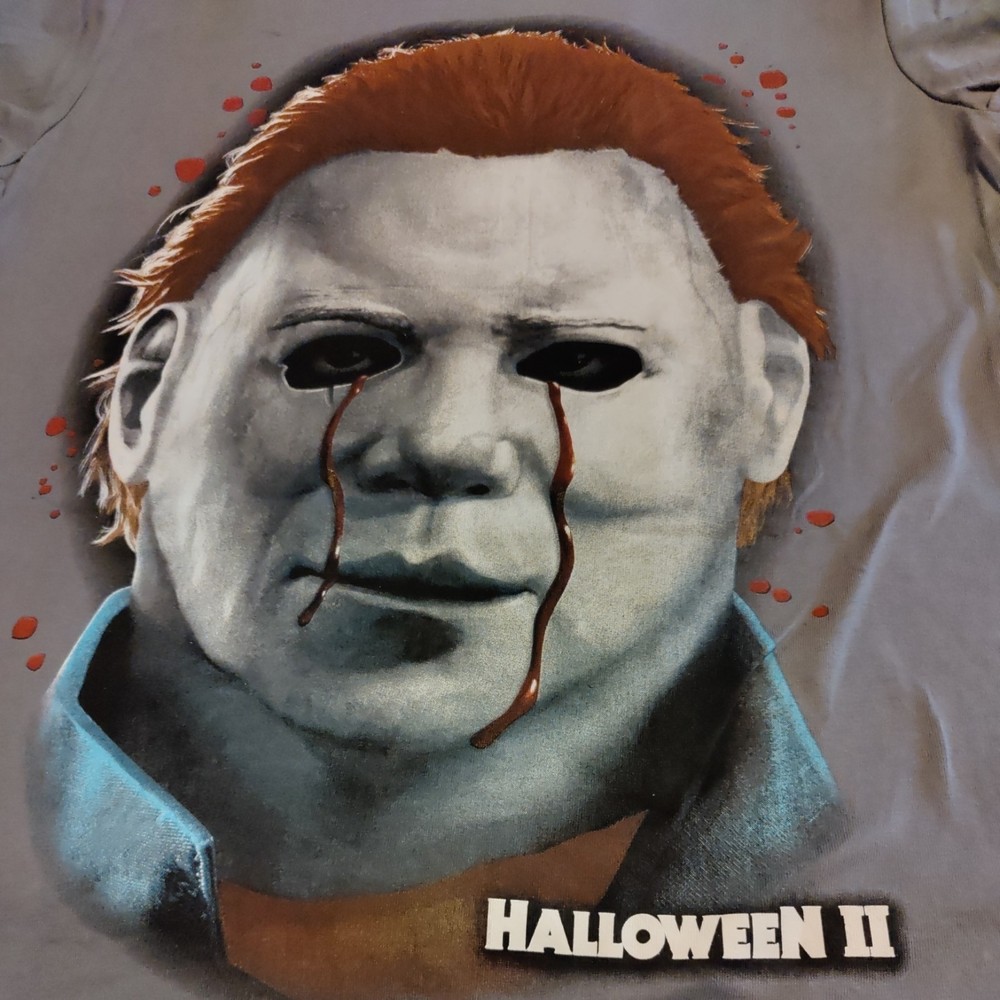 Halloween II Unisex Michael Myers Graphic Face Short Sleeve T-Shirt Gray M NWT