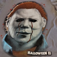 Halloween II Unisex Michael Myers Graphic Face Short Sleeve T-Shirt Gray M NWT
