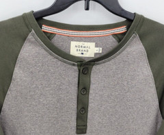 Normal Brand Shirt Mens Large Green Gray Raglan Sleeve Casual Outdoor Cotton