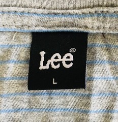 Lee Jeans Original Men’s T-Shirt Size Large Grey Striped With Patch Logo Casual