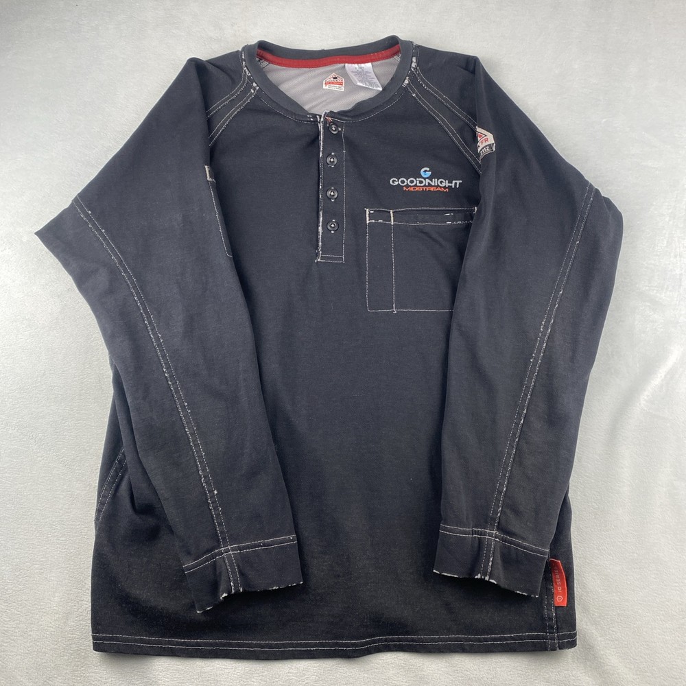 Bulwark FR IQ Series Henley Shirt Medium Black CAT2 2112 Westex Workwear