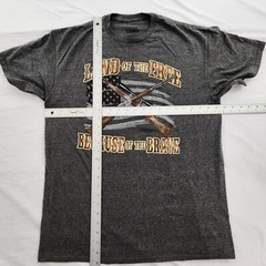 Land of the Free Home of the Brave Gray Short Sleeve Cotton Blend T-Shirt Mens L