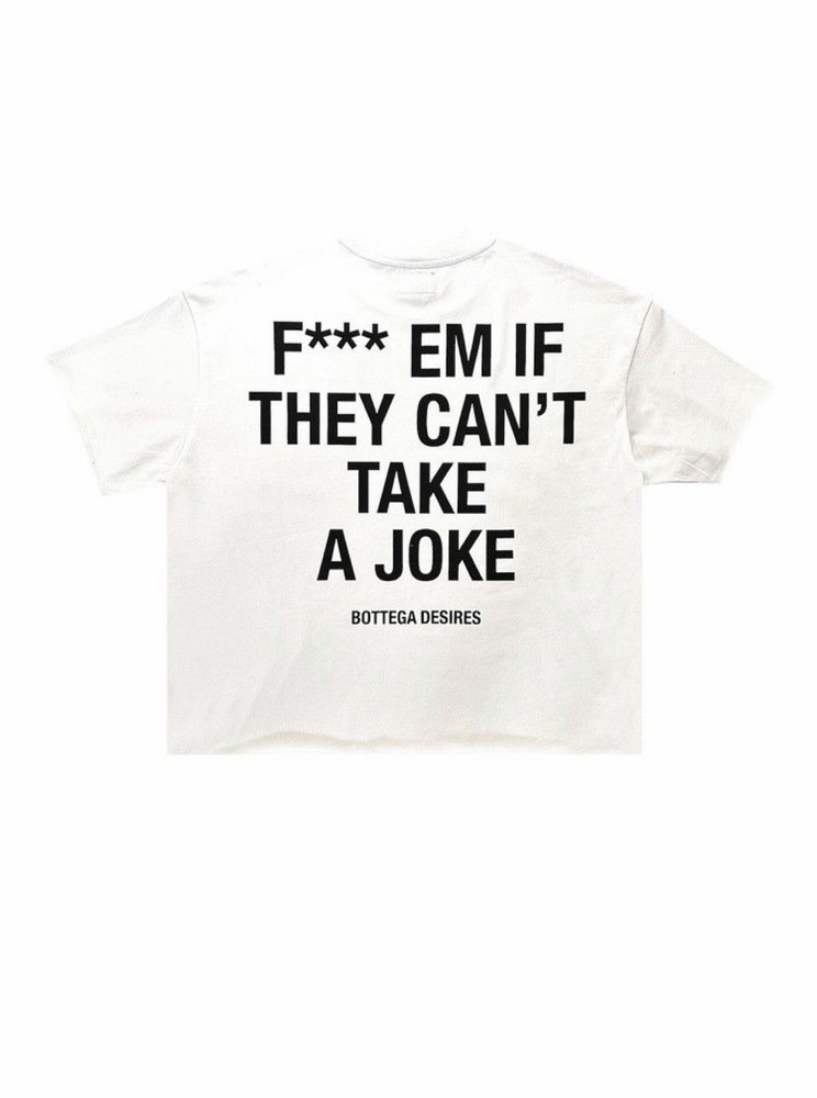 Bottega Desires Men’s White Cotton Graphic Funny Crew Neck T-Shirt Size S
