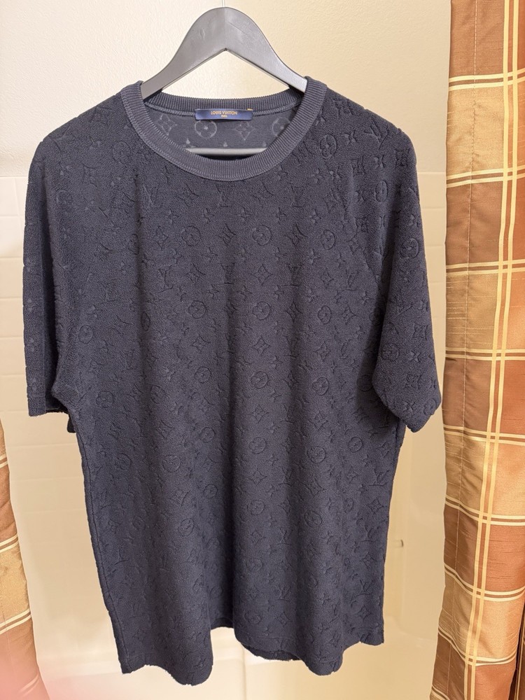 LOUIS VUITTON NOIR / BLACK MONOGRAM TOWELING T-SHIRT IN XXL (1A4QF5) *NEW*