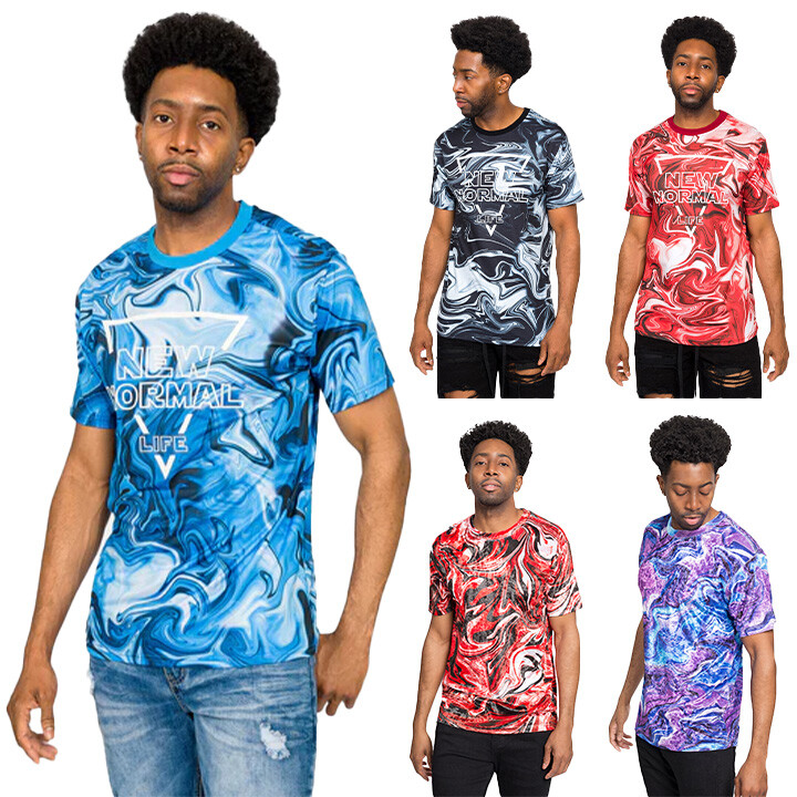 Victorious Men’s Casual Velvet And Normal New Life Marble T-Shirt TS7398 TS7404