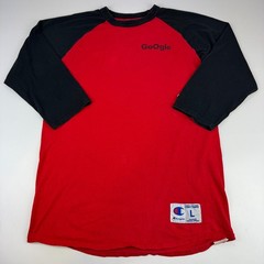 Google Mens Size L Log Birler 3/4 Sleeve Raglan Champion Shirt Red