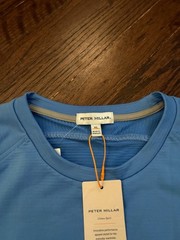 NWT Peter Millar Blue Beaumont Performance Crew LS Pullover Mens Sz XL $145