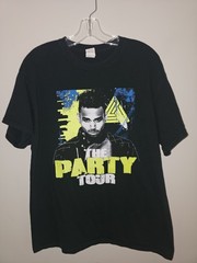 Chris Brown The Party Tour 2017 Large Mens Black Double-sided Graphic Logo Tee
