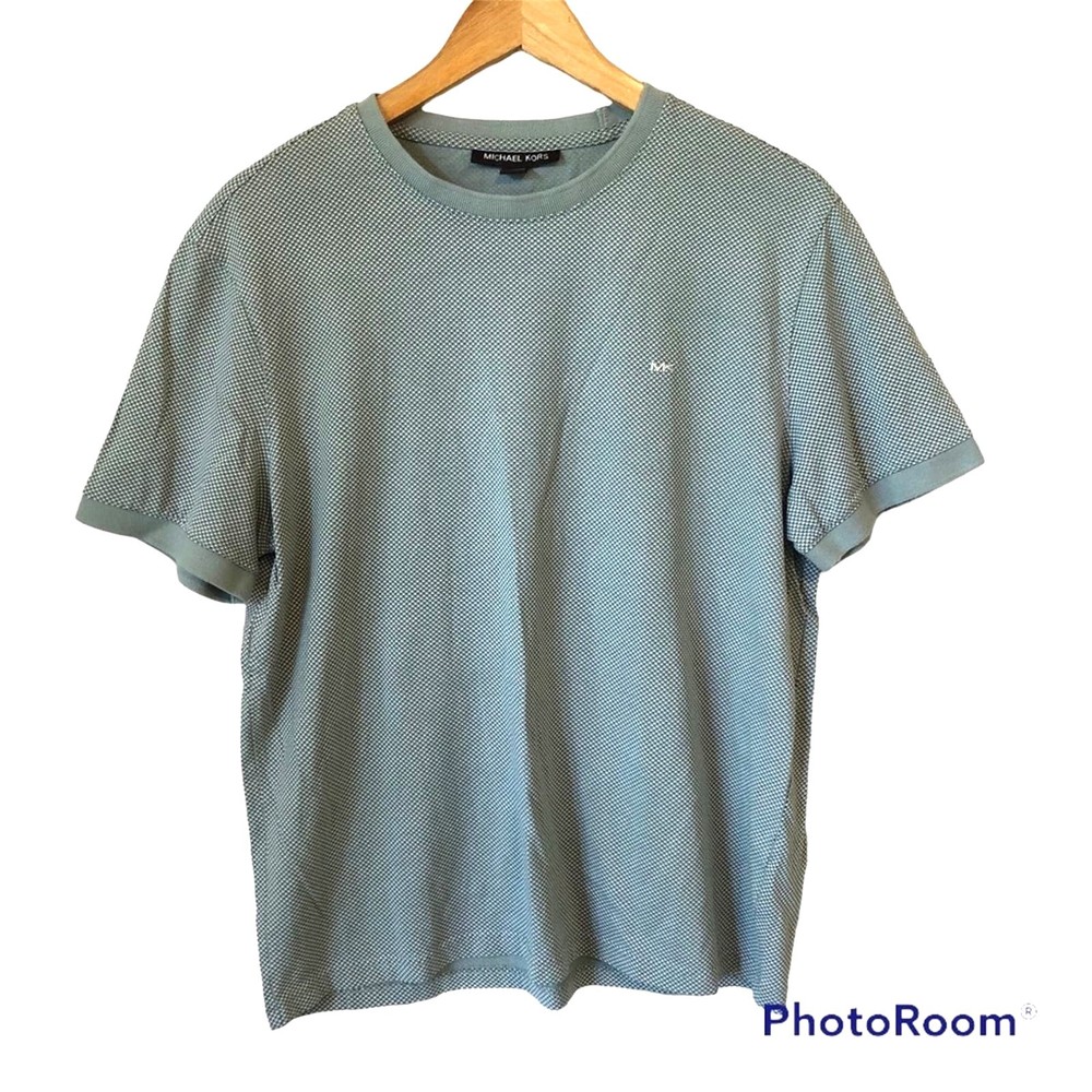 Michael Kors Shirt Men’s Medium Cotton Green Short Sleeve Embroidered Preppy