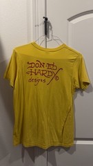 Ed Hardy Men’s S Yellow Tiger Graphic Print Crew Neck RHINESTONE