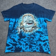 Great White Shark Tee Shirt Adult Size XL Blue Tie Dye Vintage Style Nature