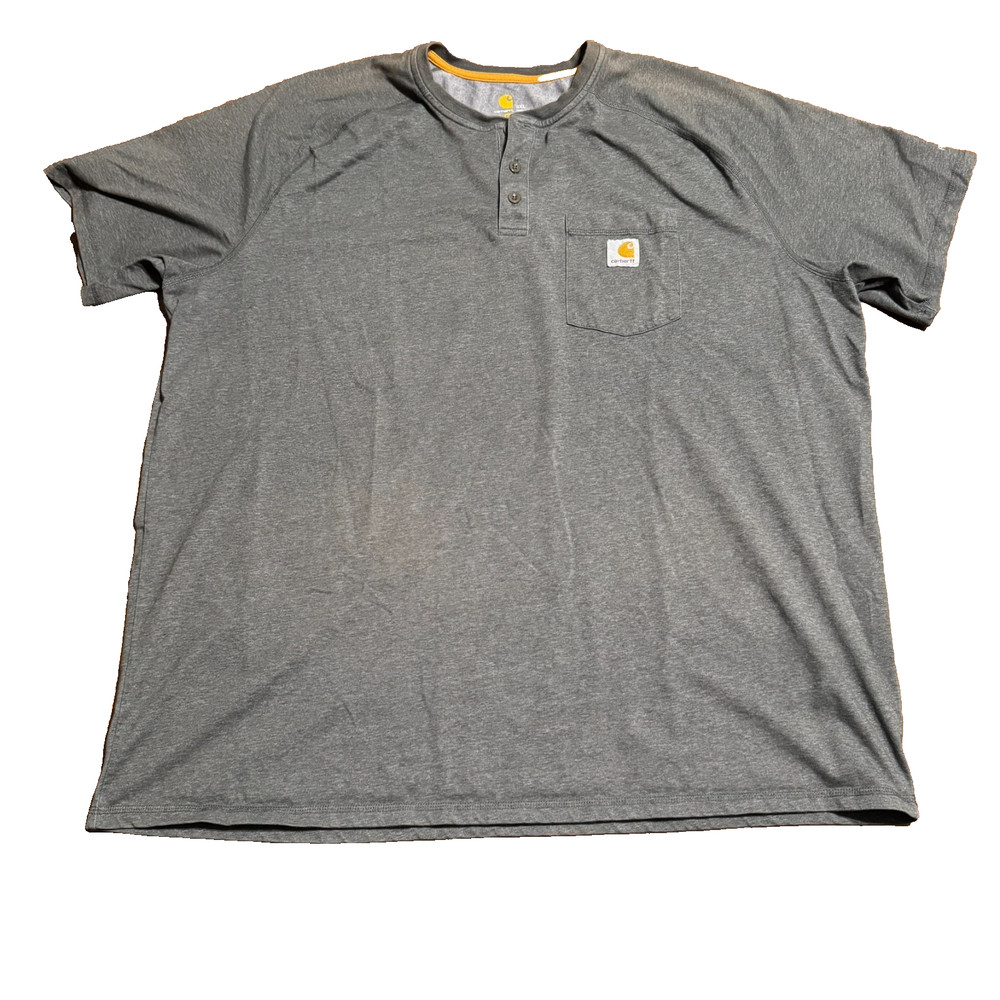 Carhartt Shirt Men’s 3XL Gray Henley Pocket Original Fit Workwear *Fade spots