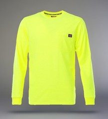 NEW Wrangler Workwear Men’s Hi-Vis Yellow Long Sleeve Pocket T-Shirt Size M