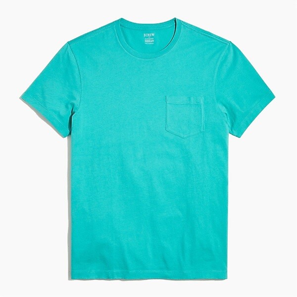 J Crew Mens Slim Washed Pocket T Shirt Size M L Aqua Green/Blue MSRP $24.50