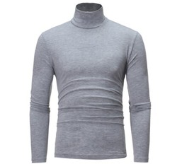 Spring and Autumn Men’s Thin Solid Color Half Turtleneck Long Sleeve T-Shirts