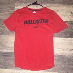 Hollister Men’s Red Graphic Print Logo Crew Neck Short Sleeve Regular T-Shirt