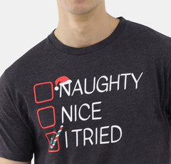 Holiday Time Mens Graphic Tee Size XL Black Naughty Nice Checklist Christmas