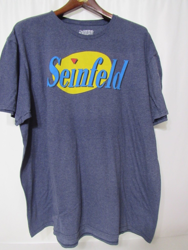 Seinfeld Distressed Press Print Logo TShirt BLUE GRAY HEATHER XL Ripple Junction