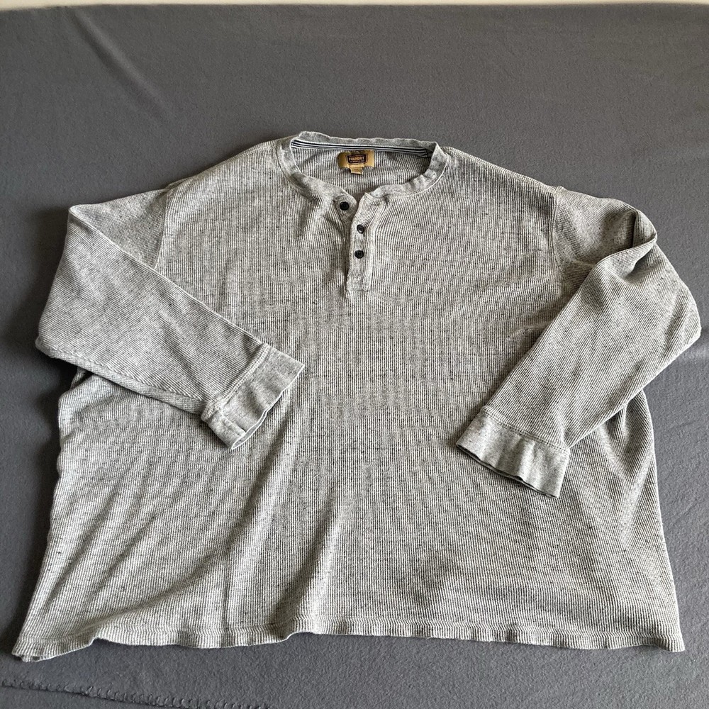 The Foundry Supply Co Men’s Henley 4XL Gray Waffle Knit 100% Cotton Long Sleeve