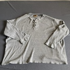The Foundry Supply Co Men’s Henley 4XL Gray Waffle Knit 100% Cotton Long Sleeve