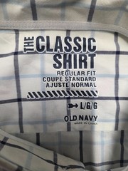 The Classic Shirt Men’s Shirt White Sz Large Blue Check Plaid Button Up Collard