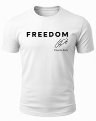 Charlie Kirk Freedom Signature USA American Patriotic T-Shirt