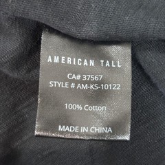 American Tall Slub Shirt Men’s Medium MT Black Solid Cotton Crewneck Tee Soft