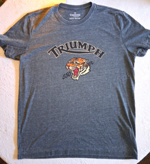 Triumph Tee Shirt.,Men’s, LARGE, Soft, Gray, Never worn. ( Lucky Brand)