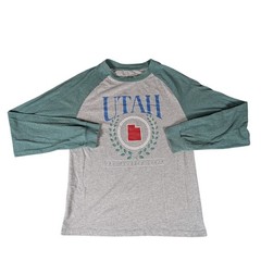 Home State Apparel Utah The Beehive State Raglan Long Sleeve Shirt Gray Green