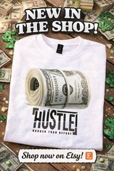 Hustle Money Roll Graphic Tee Multicolor Crew Neck Short Sleeve One Size