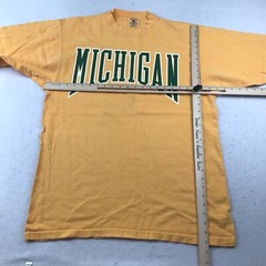 VTG Michigan Shirt Mens Large Yellow Green Graphic Tee Thick Cotton Galt Sand