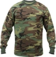 Shirt Long Sleeve Men’s Woodland Camouflage All Season S, M, XL