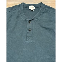 J.Crew Oarsman Heritage Brushed Rib-Knit Long Sleeve Henley Shirt Black Sz M