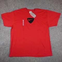 Vintage Nike Shirt Mens XXL Red Black Shield Swoosh Graphic Tee Deadstock Y2K