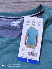 Lands End Shirt Adult Large Green 4-Way Stretch Classic Fit T-Shirt Tee Mens